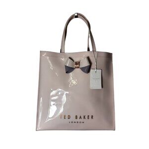 Ted Baker Pale Pink Bow Icon Tote Bag With Inner Zip Pocket & Top Handles